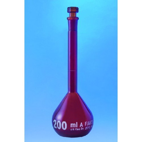 Volumetric Flasks - Class A, Amber Glass,White graduation with Glass stopper